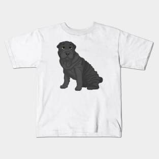 Black Shar-Pei Dog Kids T-Shirt